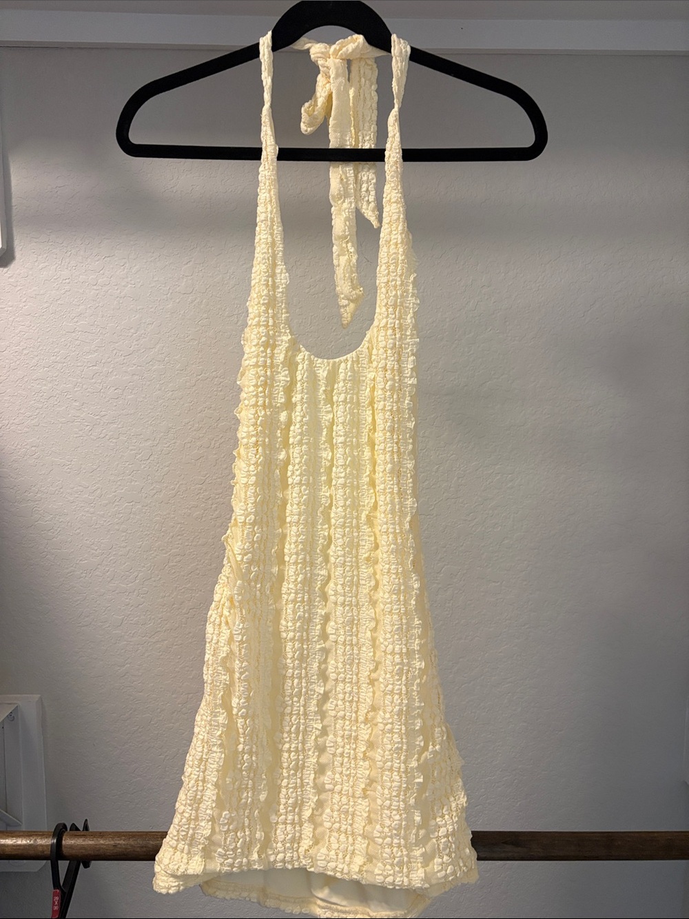 White Fox Boutique Cream Ruffle Halter Chemise